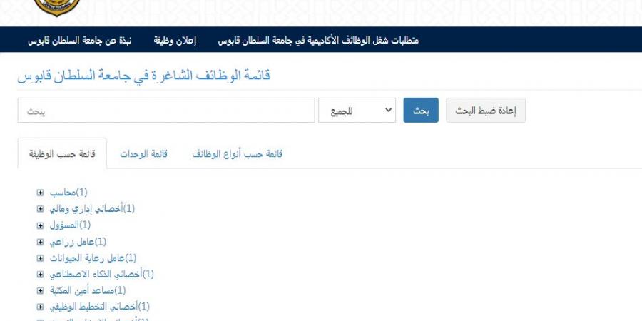 وظيفة جامعة.. جامعة السلطان قابوس تعلن عن وظائف جديدة في 30 تخصص.. قدم الآن